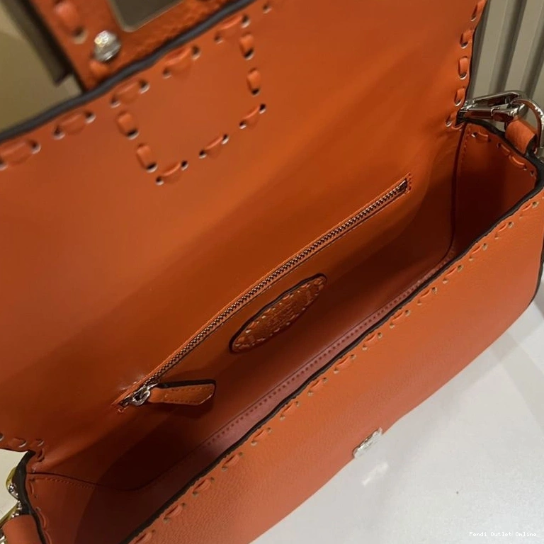 Cheap Medium Cuoio Selleria In Romano Bag Fendi Leather Orange Baguette 0812